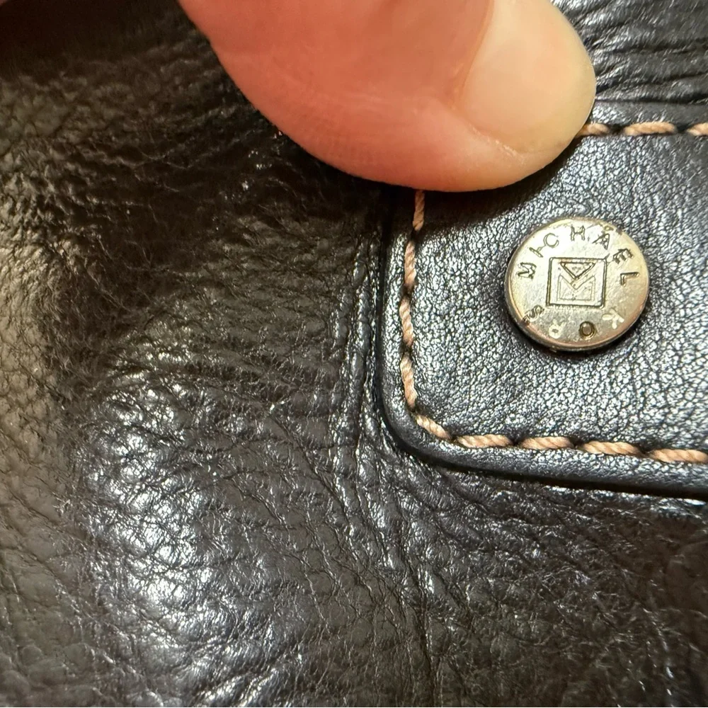 MICHAEL Michael Kors Black Studded Leather Shoulder Bag with Zippered Closure - Picture 16 of 16